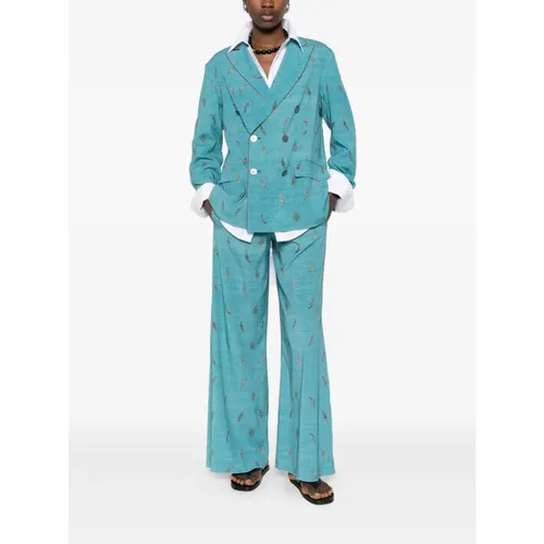 Printed Silk Trousers - Pierre-Louis Mascia - Modalova