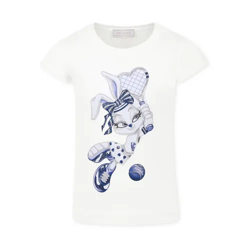 Bunny Print Short Sleeves T-Shirt - Monnalisa - Modalova