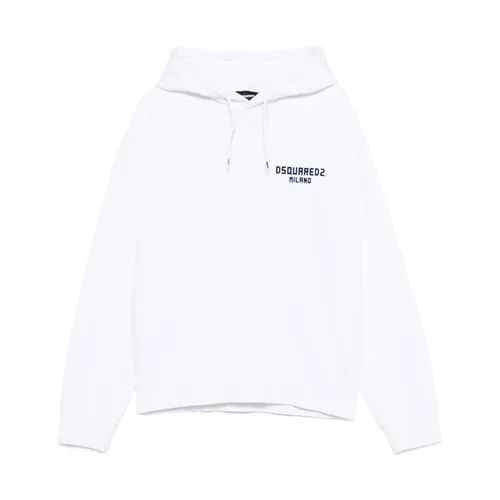 White Hooded Sweater with Logo Detail - Dsquared2 - Modalova