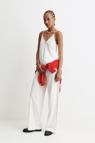 Pantalon Wide Leg À Surpiqûres - Pull&Bear - Modalova