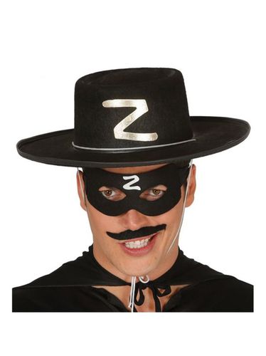 Sombrero de héroe enmascarado de fieltro negro multicolor UNIQUE - Fiestas guirca - Modalova