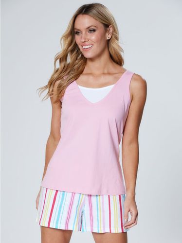Pijama camiseta tirantes + pantalón corto rosa 3XL - Venca - Modalova