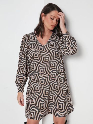 Vestido túnica de punto estampado geométrico crudo XL - Venca - Modalova