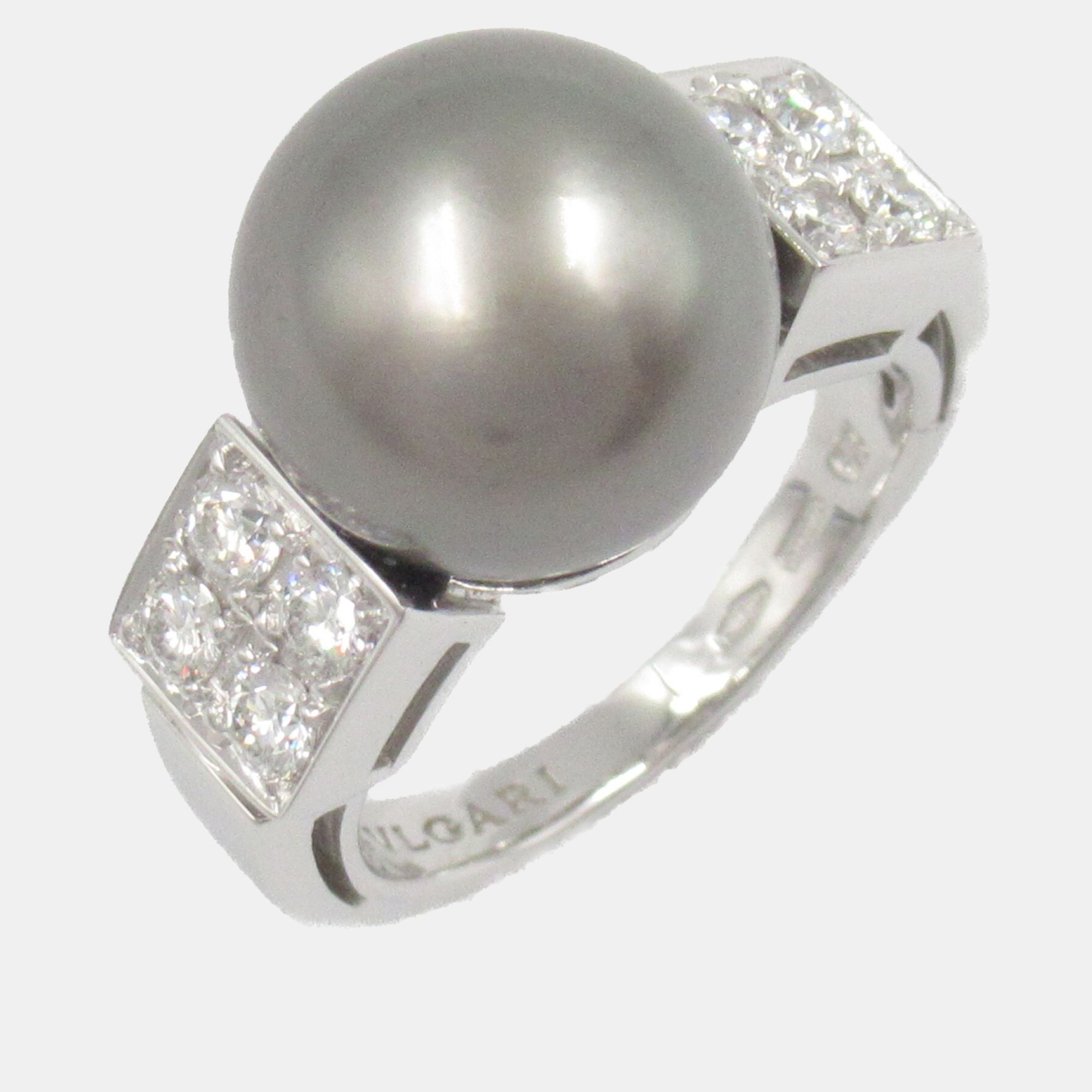 Pearl and Diamond 18k Gold Ring EU 48 - Bvlgari - Modalova