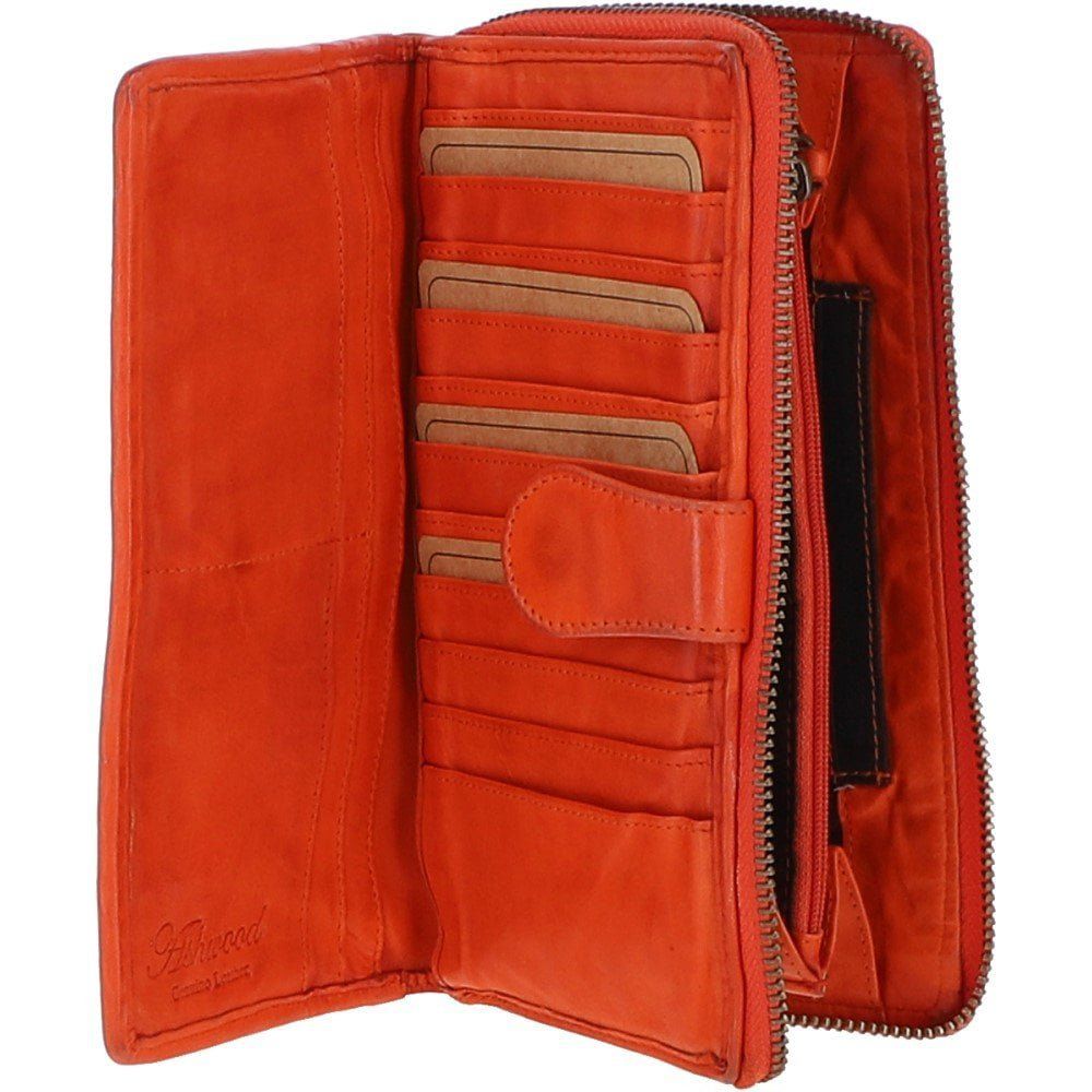 Vintage Woven Leather Zip Around 22 Card Coin Note Purse: D-84 Orange NA - Ashwood Handbags - Modalova