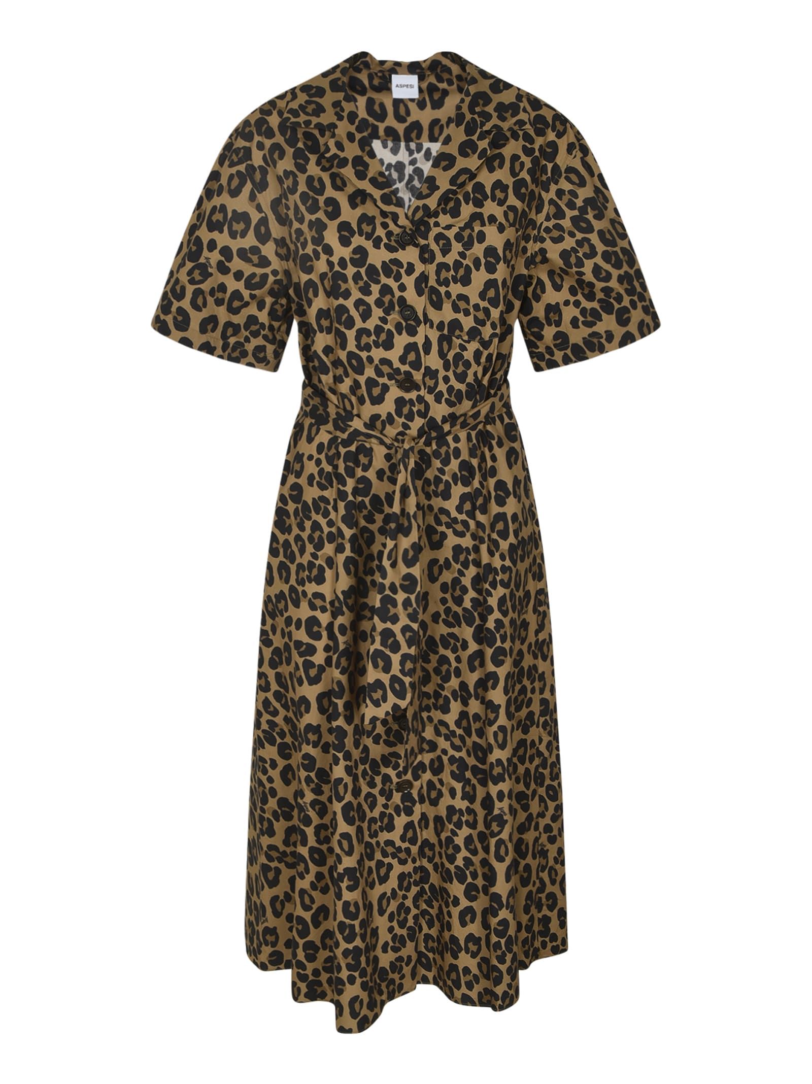 Aspesi Animal Print Long Dress - Aspesi - Modalova