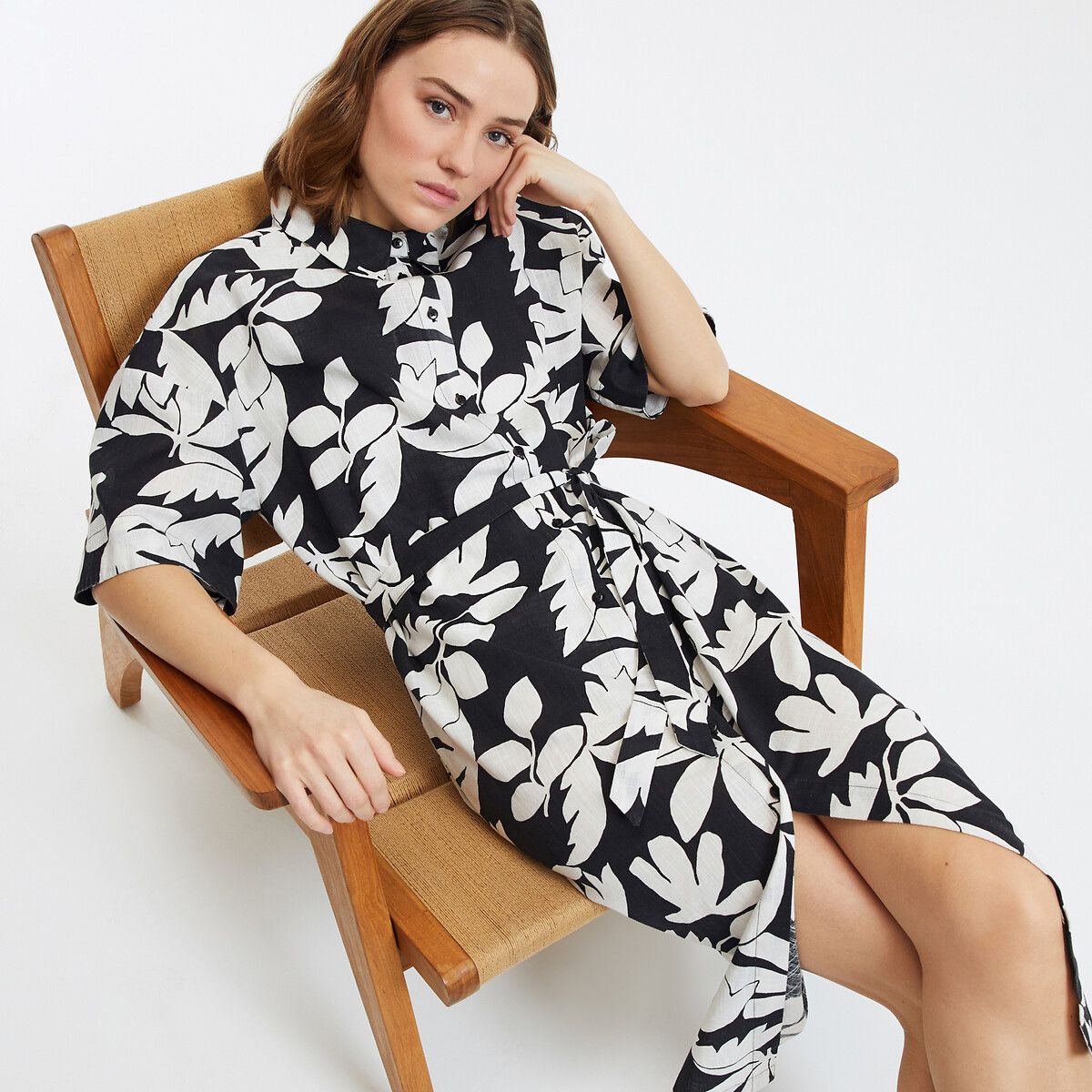 Chemisier Lungo, Maniche Al Gomito, Stampato Donna Taglie XS - la redoute collections - Modalova