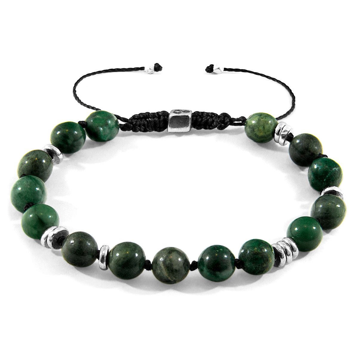 Jade Agaya Silver and Stone Beaded Macrame Bracelet - ANCHOR & CREW - Modalova