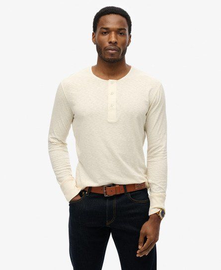 Men's The Merchant Store - Grandad Lightweight Top White / Oyster Cream - Size: XL - Superdry - Modalova