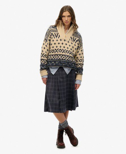 Women's Check Pleated Midi Skirt Dark Grey / Charcoal Check - Size: 12 - Superdry - Modalova