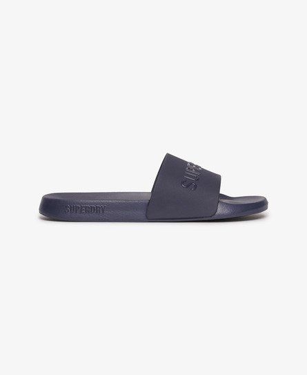 Men's Men's Classic Logo Print Code Pool Sliders, Navy Blue, Size: S - Superdry - Modalova
