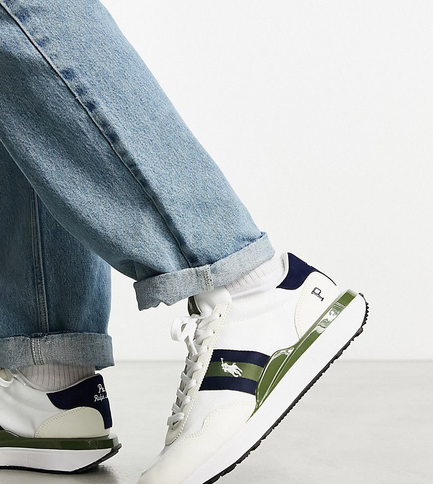 Collaborazione esclusiva x ASOS - Train '89 - Sneakers in pelle mista color crema, verde, blu navy e logo pony - Polo Ralph Lauren - Modalova