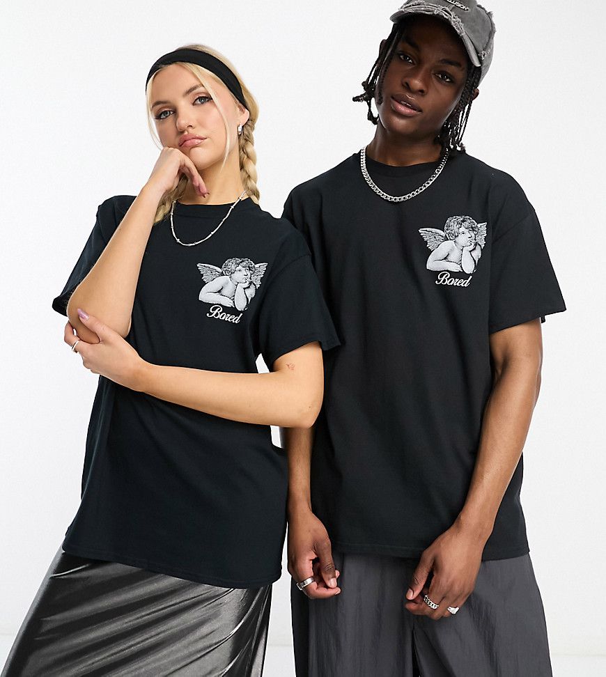 Unisex - T-shirt nera con stampa "Bored" - Collusion - Modalova