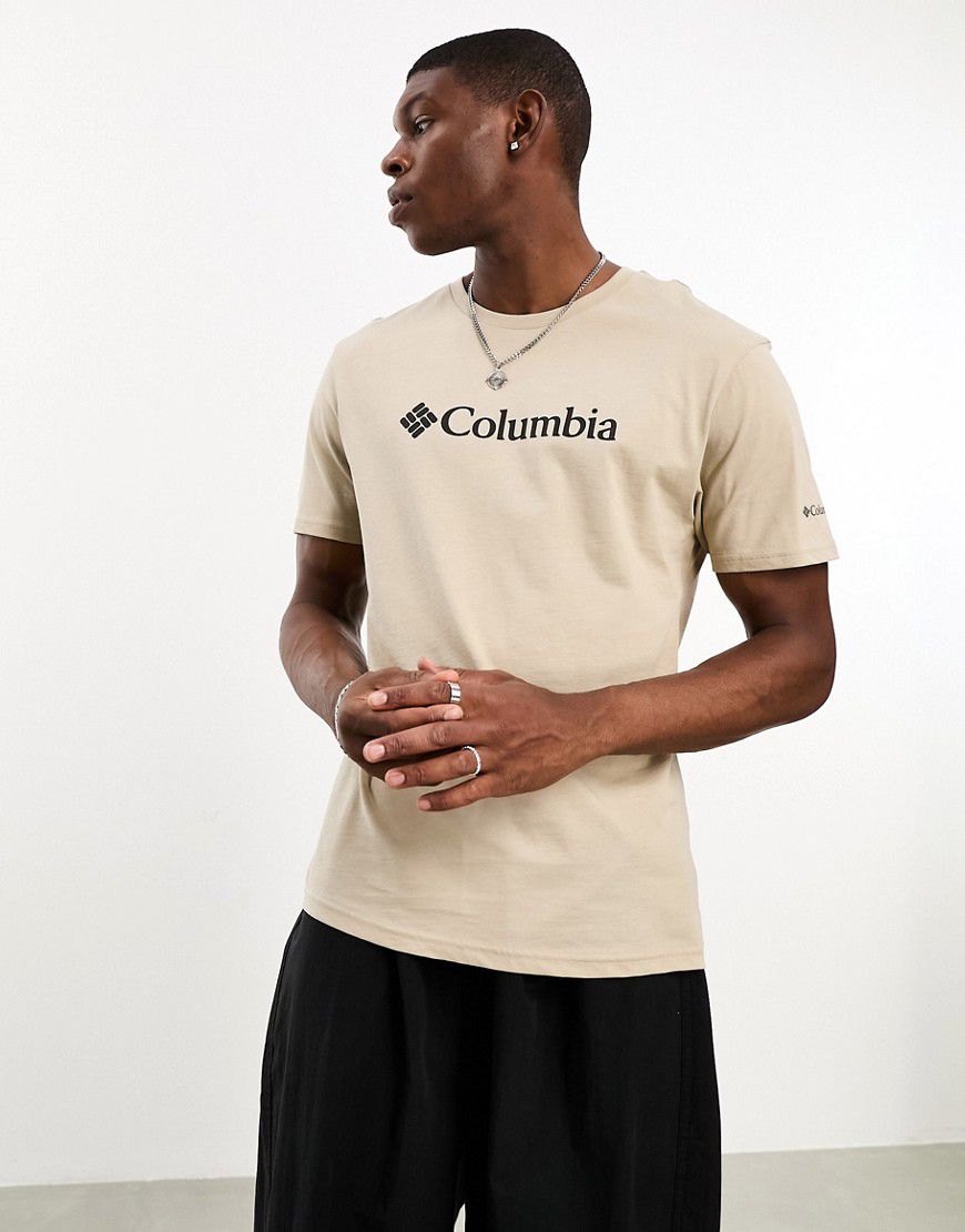 CSC - T-shirt beige con logo grande - Columbia - Modalova
