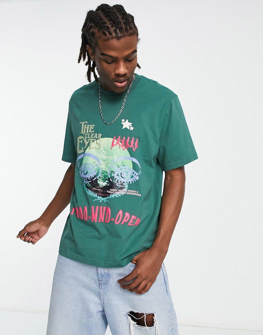 T-shirt slavato con stampa "Mind Open" - Coney Island Picnic - Modalova