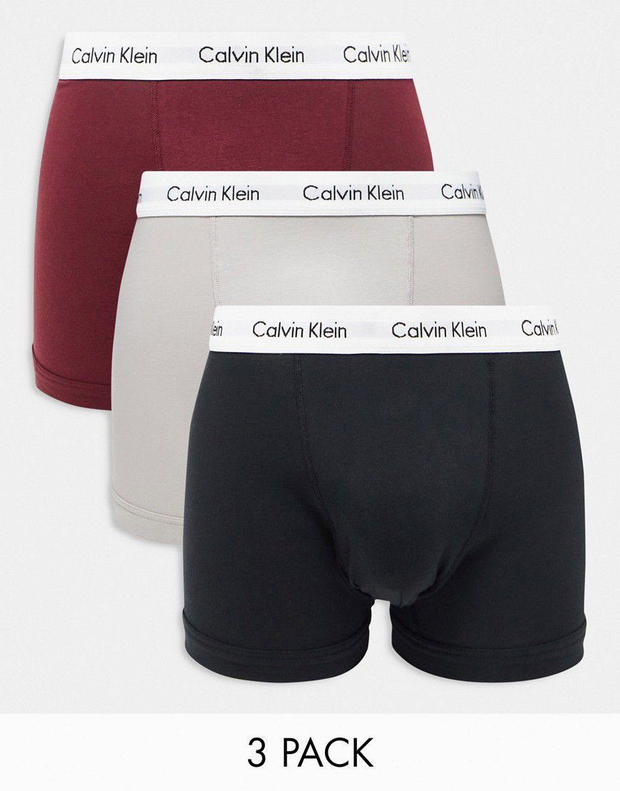 Confezione da 3 boxer aderenti neri, grigi e bordeaux - Calvin Klein - Modalova
