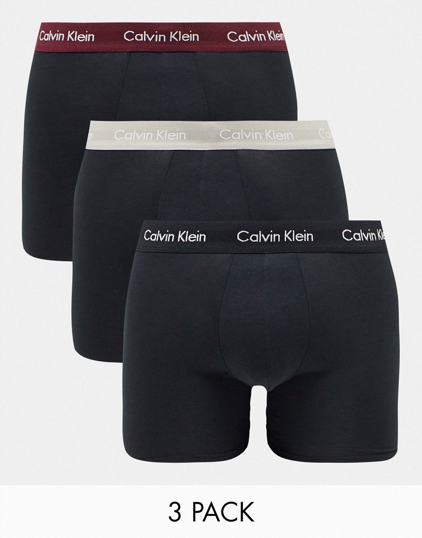 Confezione da 3 boxer neri con fascia in vita colorata - Calvin Klein - Modalova