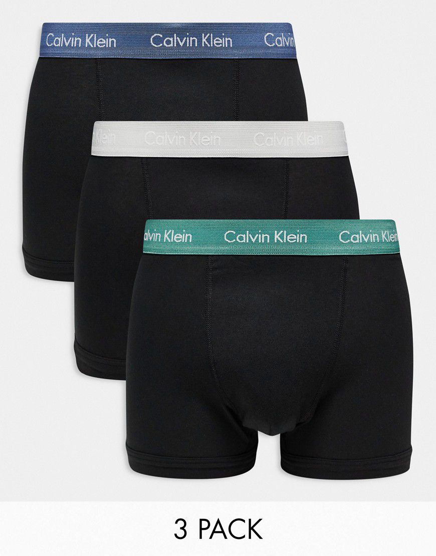 Confezione da 3 paia di boxer aderenti neri con fascia in vita a contrasto - Esclusiva ASOS - Calvin Klein - Modalova