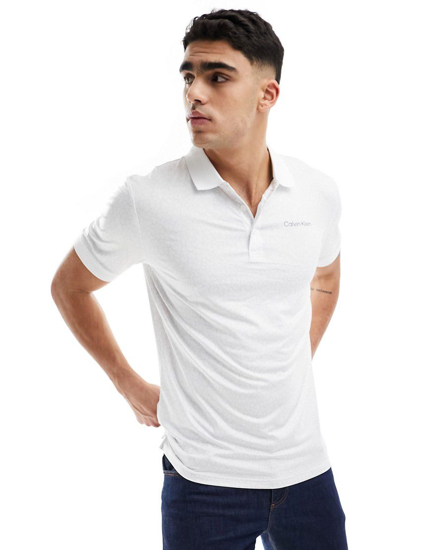 Calvin Klein - Golf Fracture - Polo bianca con stampa tono su tono - Calvin Klein Golf - Modalova