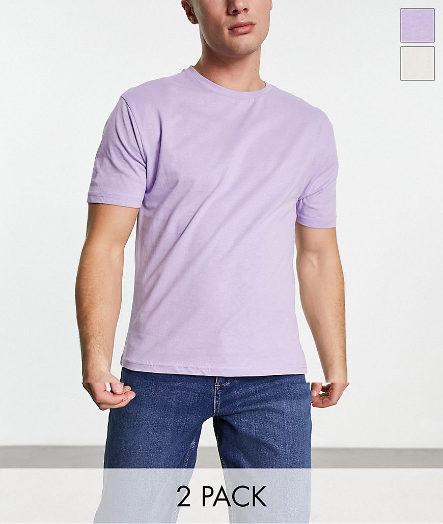 Confezione da 2 T-shirt squadrate lilla e grigio chiaro - Another Influence - Modalova