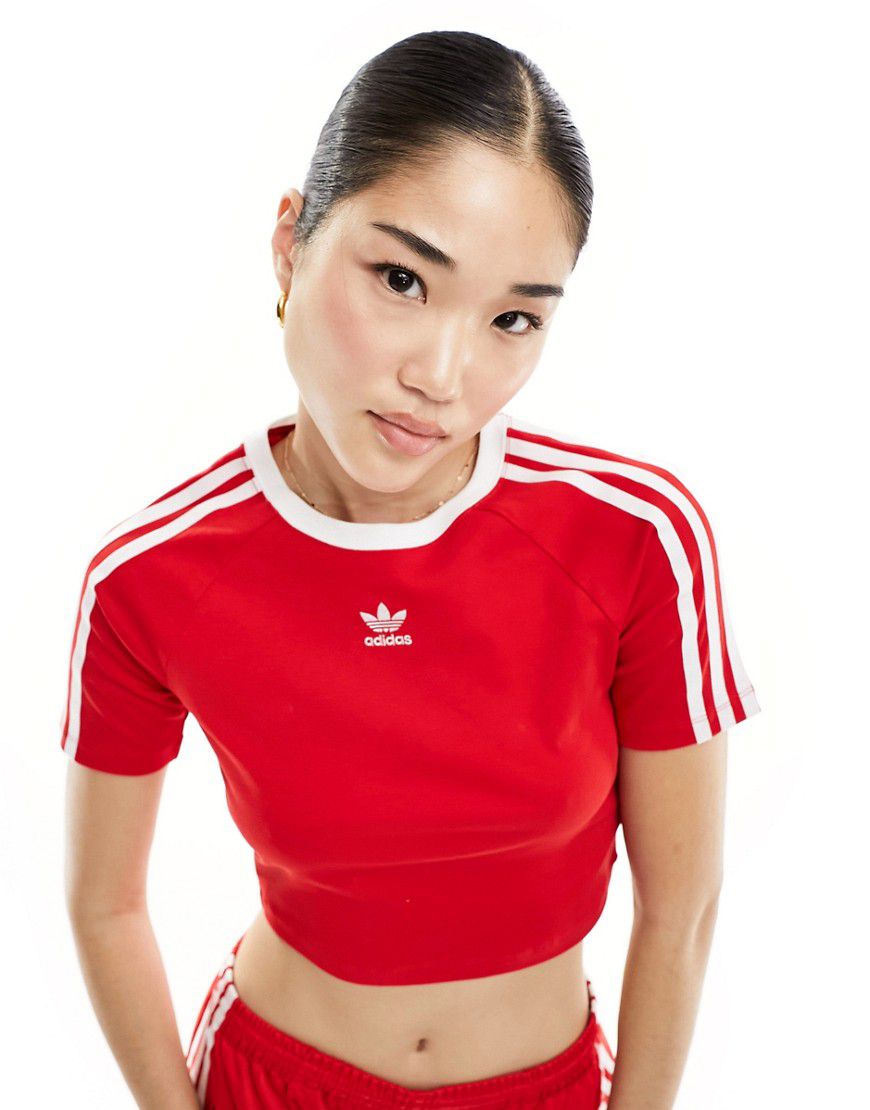 T-shirt mini rossa con 3 strisce - adidas Originals - Modalova