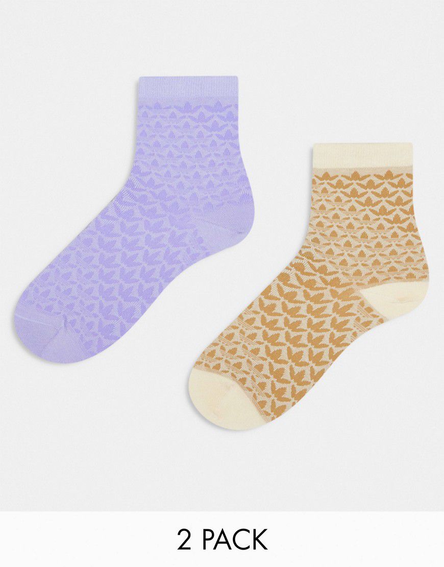 Confezione da 2 paia di calzini lilla e sabbia con trifoglio - adidas Originals - Modalova