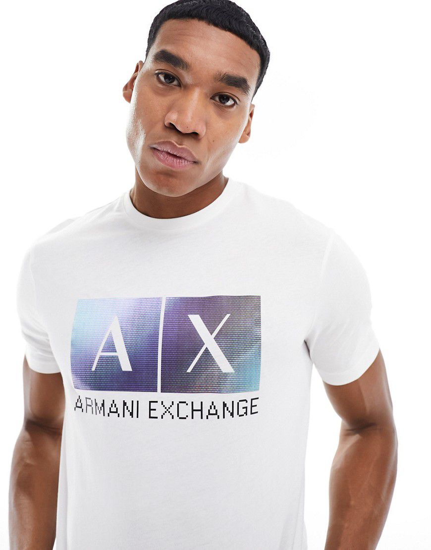 T-shirt sporco con riquadro del logo sul petto - Armani Exchange - Modalova