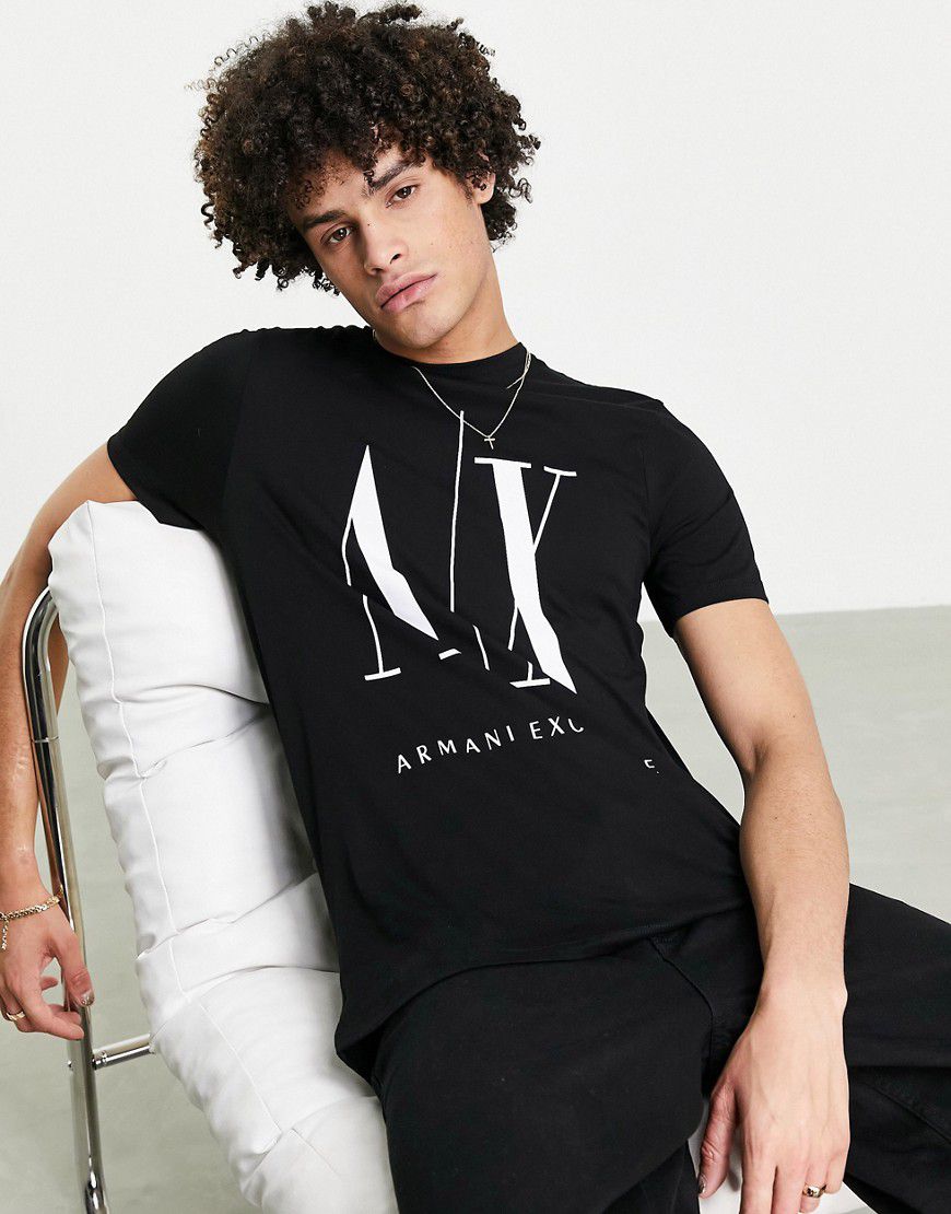 T-shirt nera con logo - Armani Exchange - Modalova