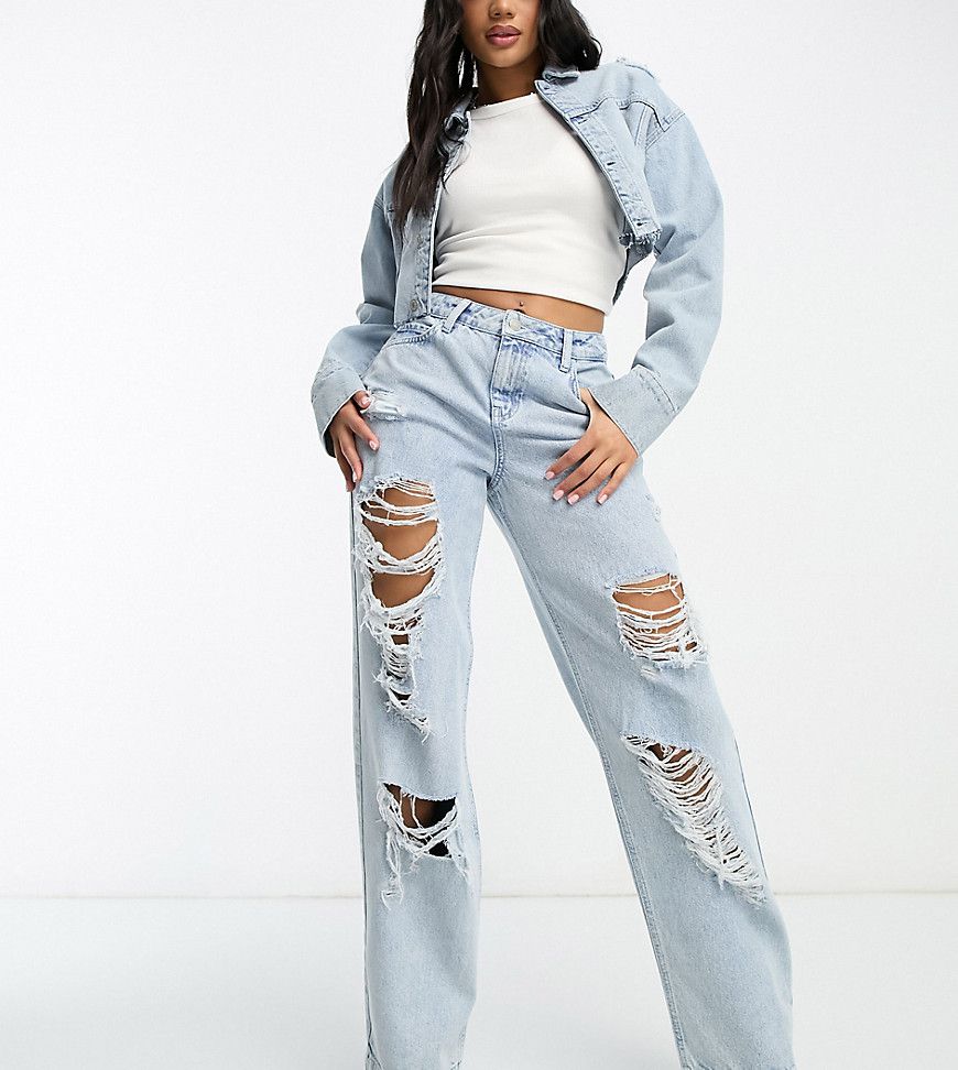 Jeans extra ampi con strappi in coordinato - AsYou - Modalova