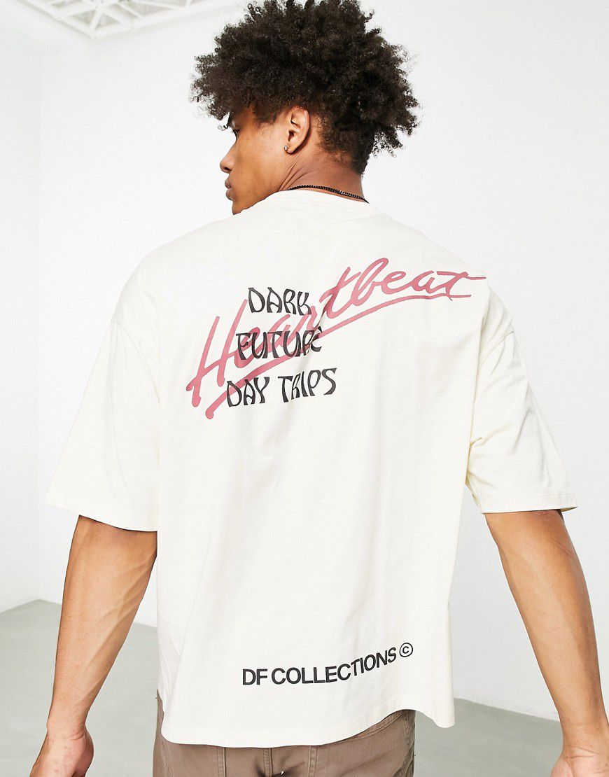 ASOS Dark Future - T-shirt oversize écru con grafiche multicolore - ASOS DESIGN - Modalova