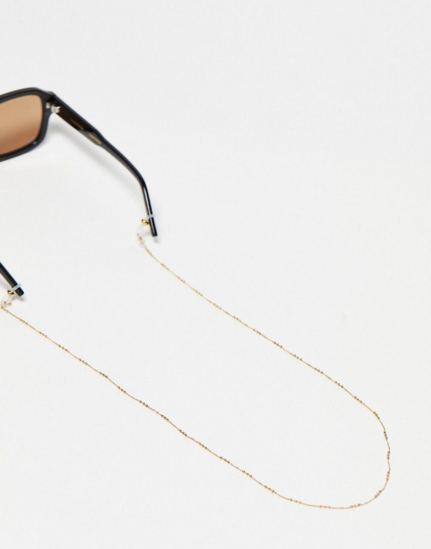 Catenina dorata per occhiali da sole in acciaio inossidabile resistente all'acqua con sfere e barrette - ASOS DESIGN - Modalova