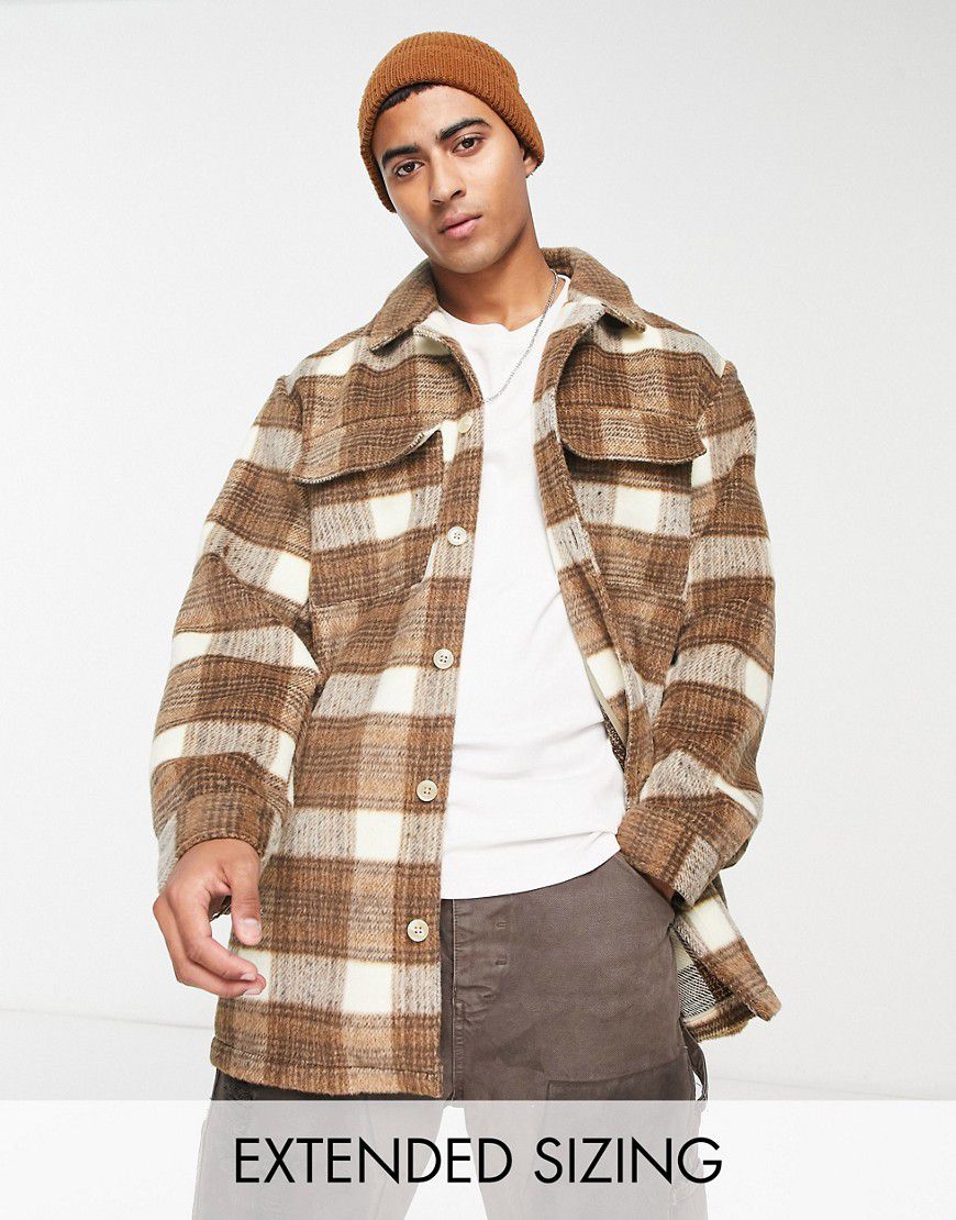 Camicia giacca in misto lana a quadri - ASOS DESIGN - Modalova