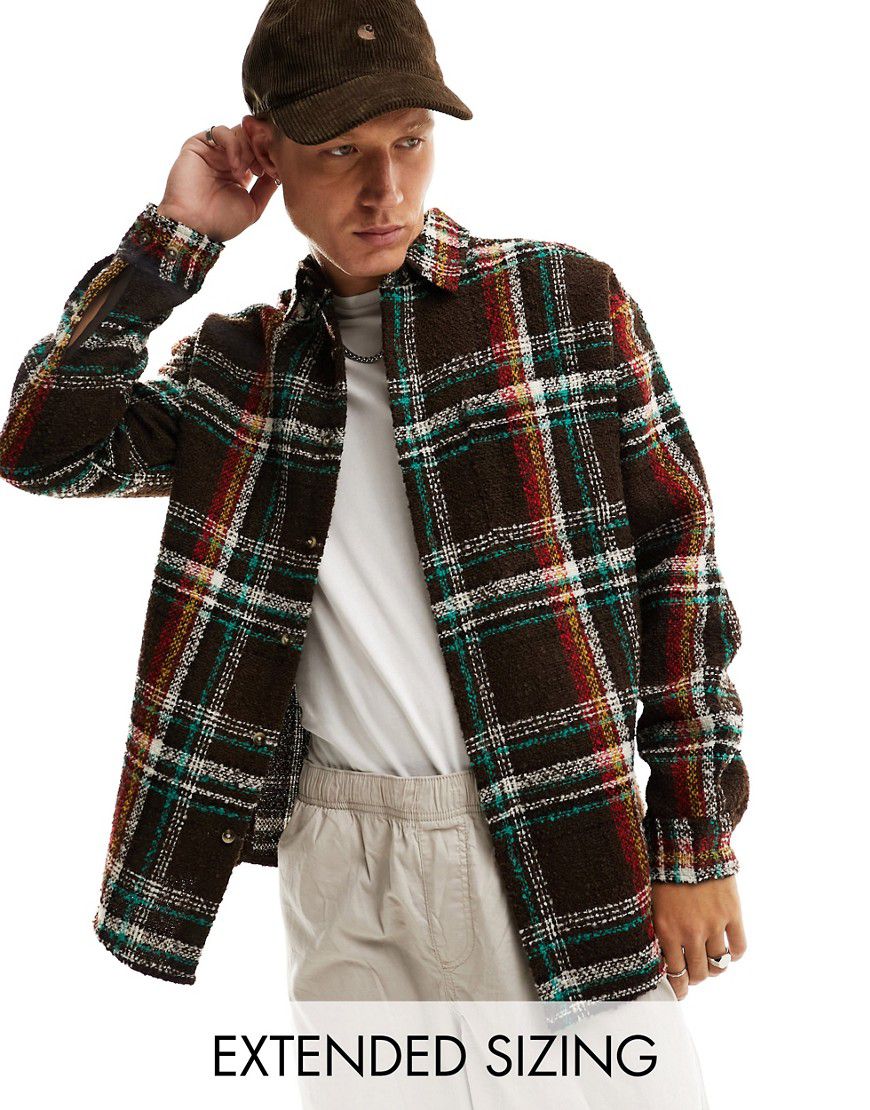 Camicia giacca oversize in misto lana bouclé a quadri stile anni '90 - ASOS DESIGN - Modalova