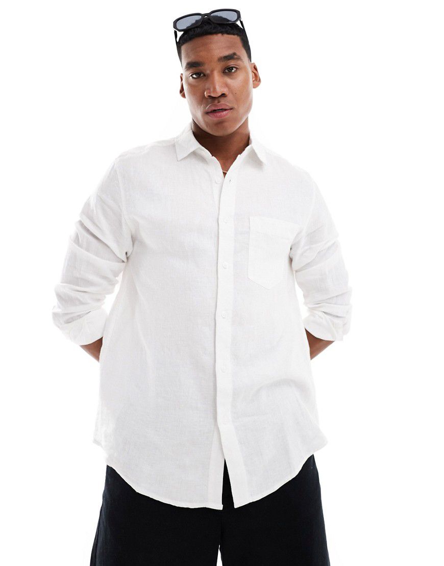 Camicia in lino premium bianca - ASOS DESIGN - Modalova