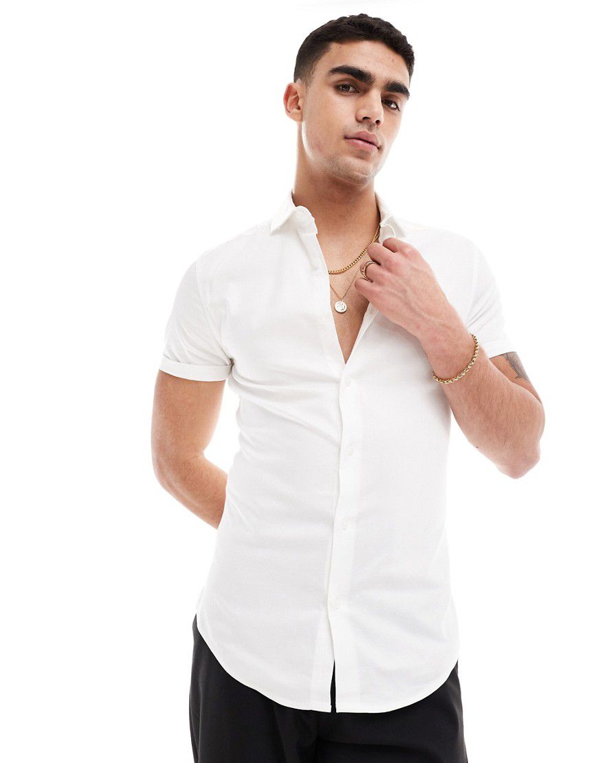Camicia Oxford skinny con colletto alla francese bianca - ASOS DESIGN - Modalova