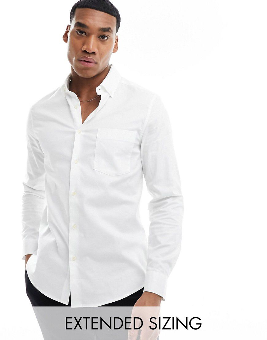 Camicia Oxford slim elegante bianca - ASOS DESIGN - Modalova