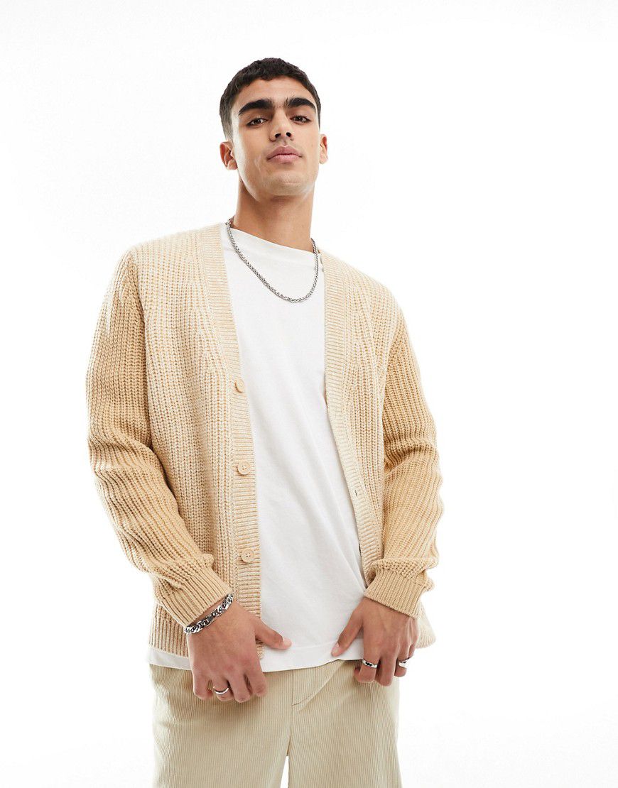 Cardigan beige color block vestibilità comoda - ASOS DESIGN - Modalova