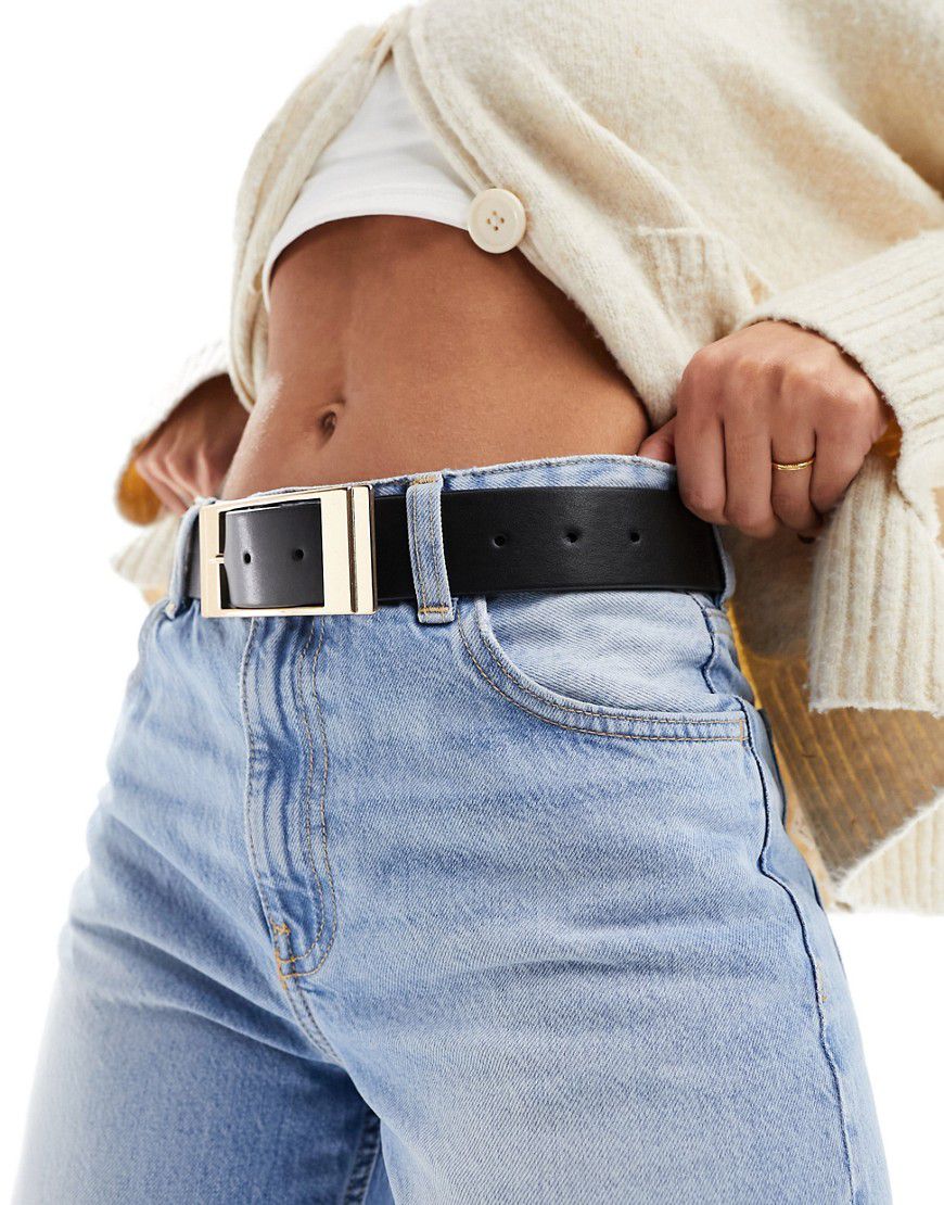 Cintura per jeans per vita e fianchi con fibbia rettangolare - ASOS DESIGN - Modalova