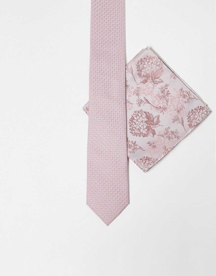 Cravatta sottile con fazzoletto da taschino a fiori - ASOS DESIGN - Modalova