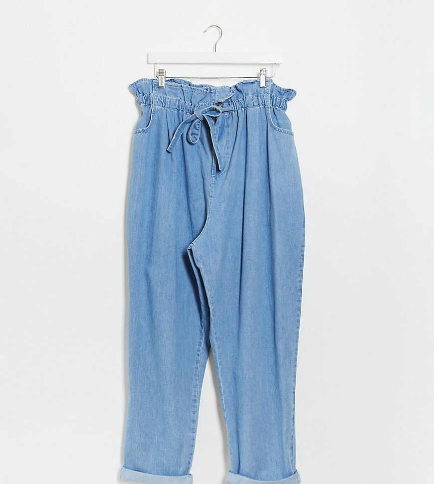 ASOS DESIGN Curve - Jeans affusolati lavaggio vintage chiaro con vita raccolta - ASOS Curve - Modalova