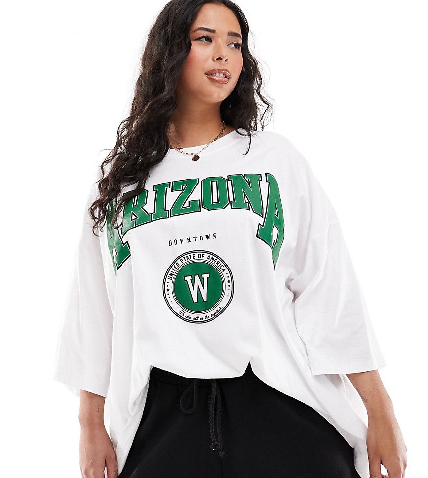 ASOS DESIGN Curve - T-shirt oversize bianca con grafica "Arizona" - ASOS Curve - Modalova