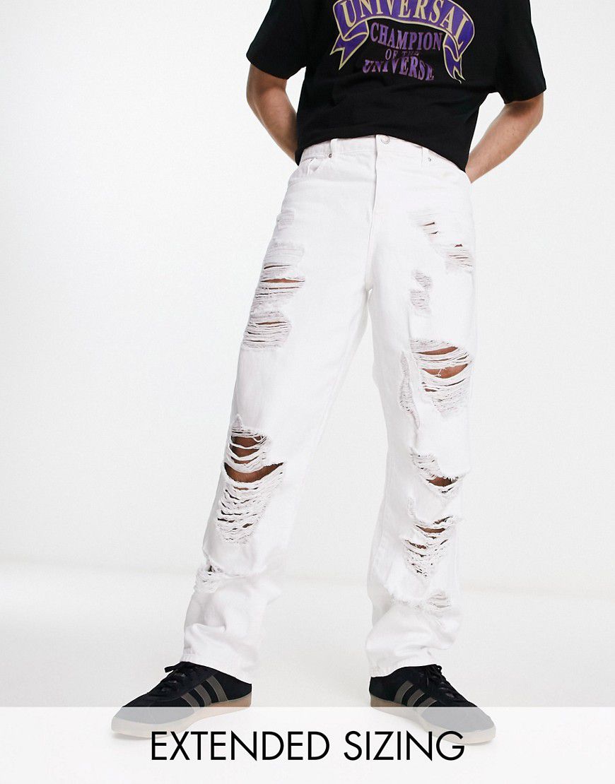 Jeans larghi strappati bianchi - ASOS DESIGN - Modalova