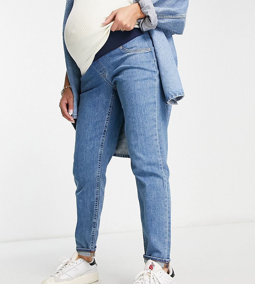 ASOS DESIGN Maternity - Mom jeans slim medio con fascia sotto il pancione - ASOS Maternity - Modalova