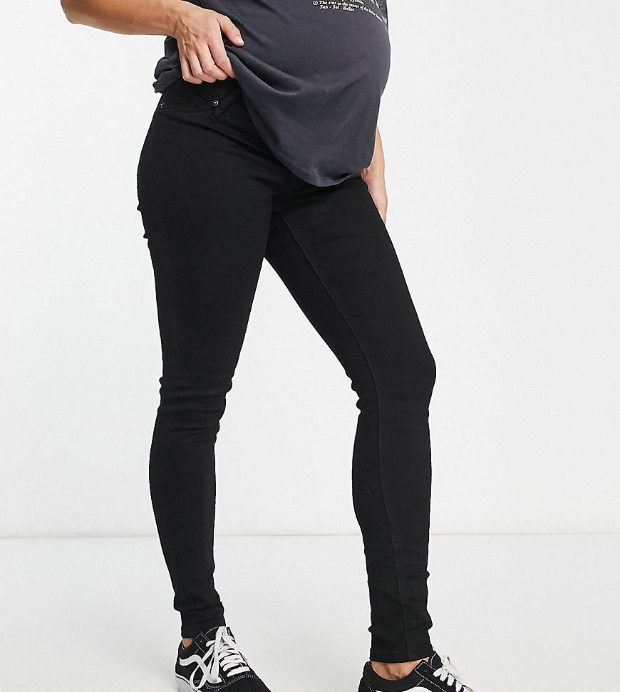 ASOS DESIGN Maternity - Jeans skinny neri con fascia per il pancione - ASOS Maternity - Modalova