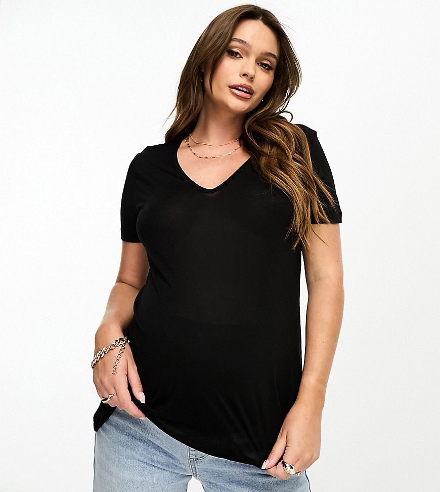 ASOS DESIGN Maternity - T-shirt comoda con scollo a V nera - ASOS Maternity - Modalova
