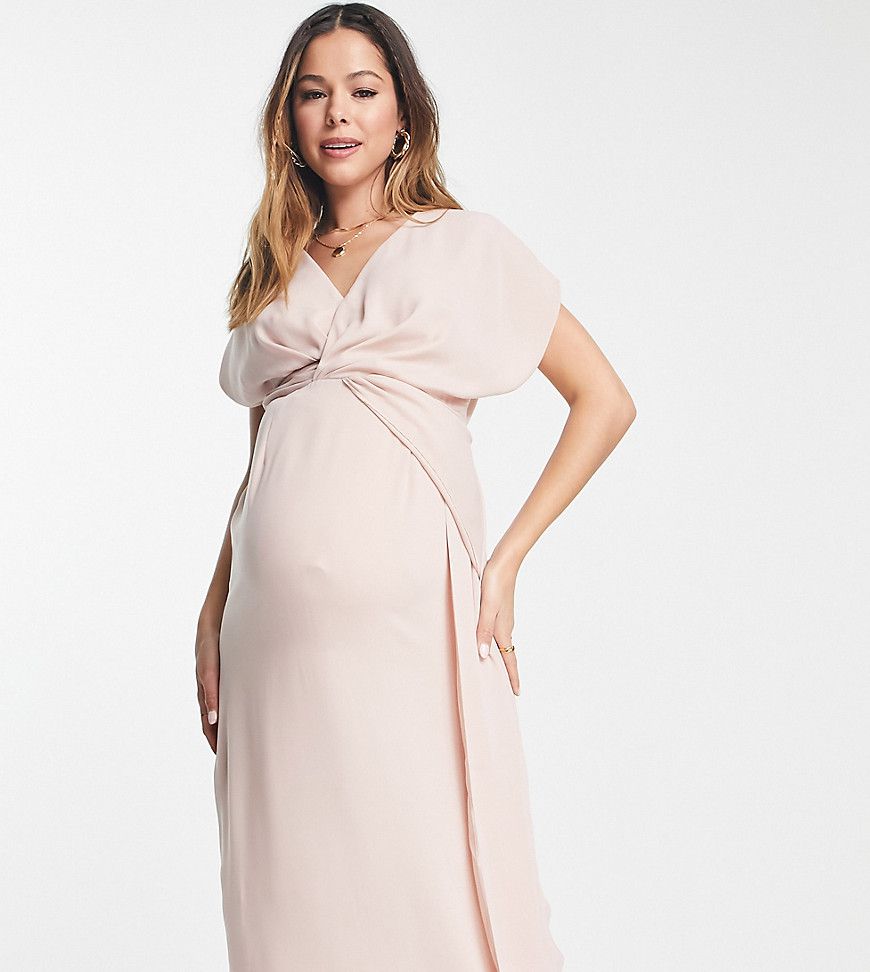 ASOS DESIGN Maternity - Vestito midi tenue con drappeggio e incrocio sul davanti - ASOS Maternity - Modalova