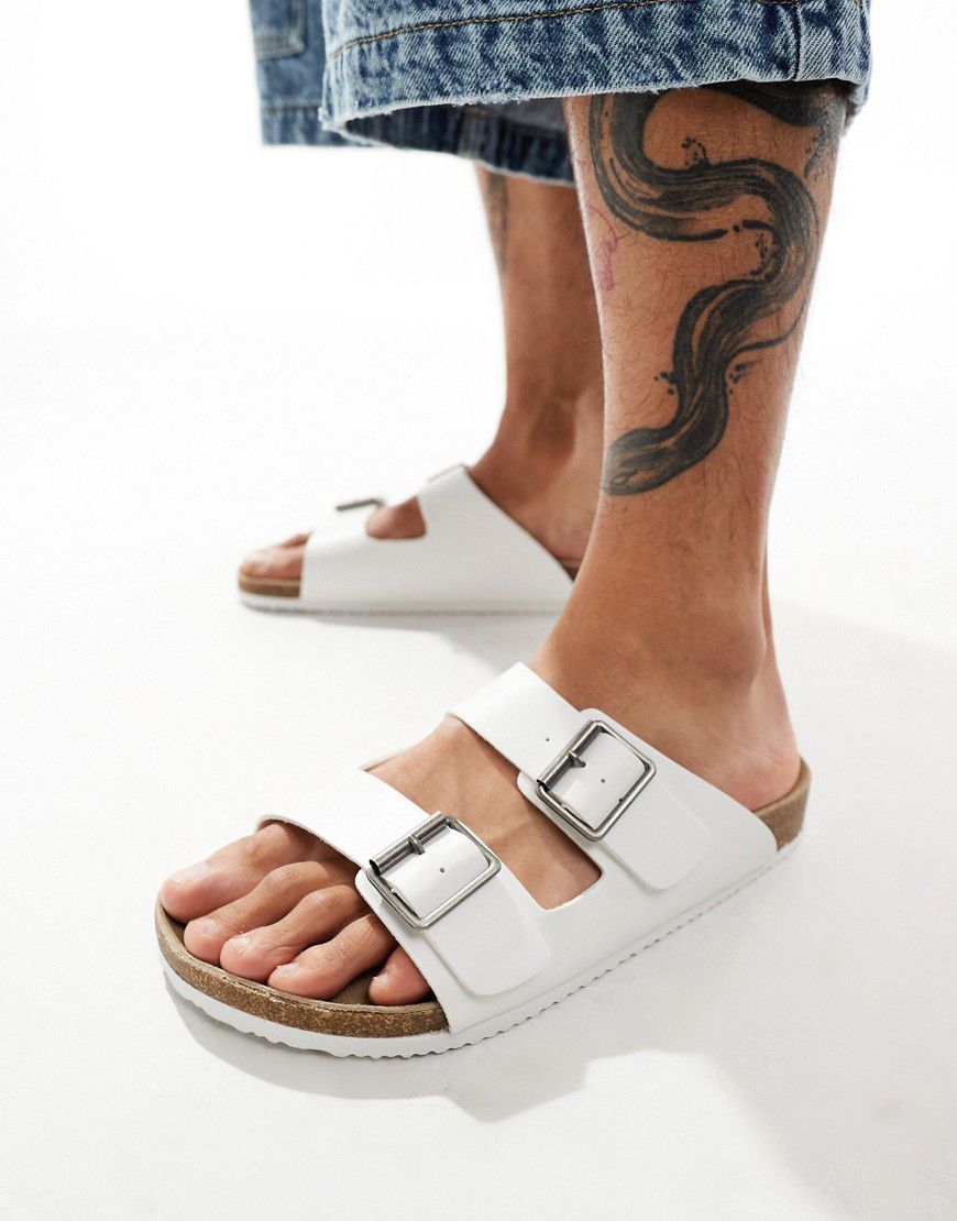 Sandali bianchi con fascette doppie - ASOS DESIGN - Modalova