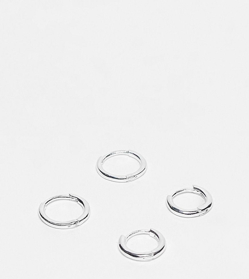 Set di 2 paia di orecchini a cerchio in sterling da 10 mm e 12 mm - ASOS DESIGN - Modalova