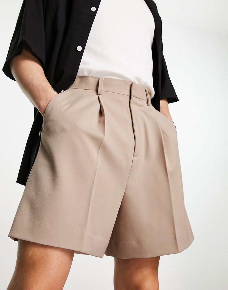 Pantaloncini bermuda eleganti taglio corto color pietra - ASOS DESIGN - Modalova