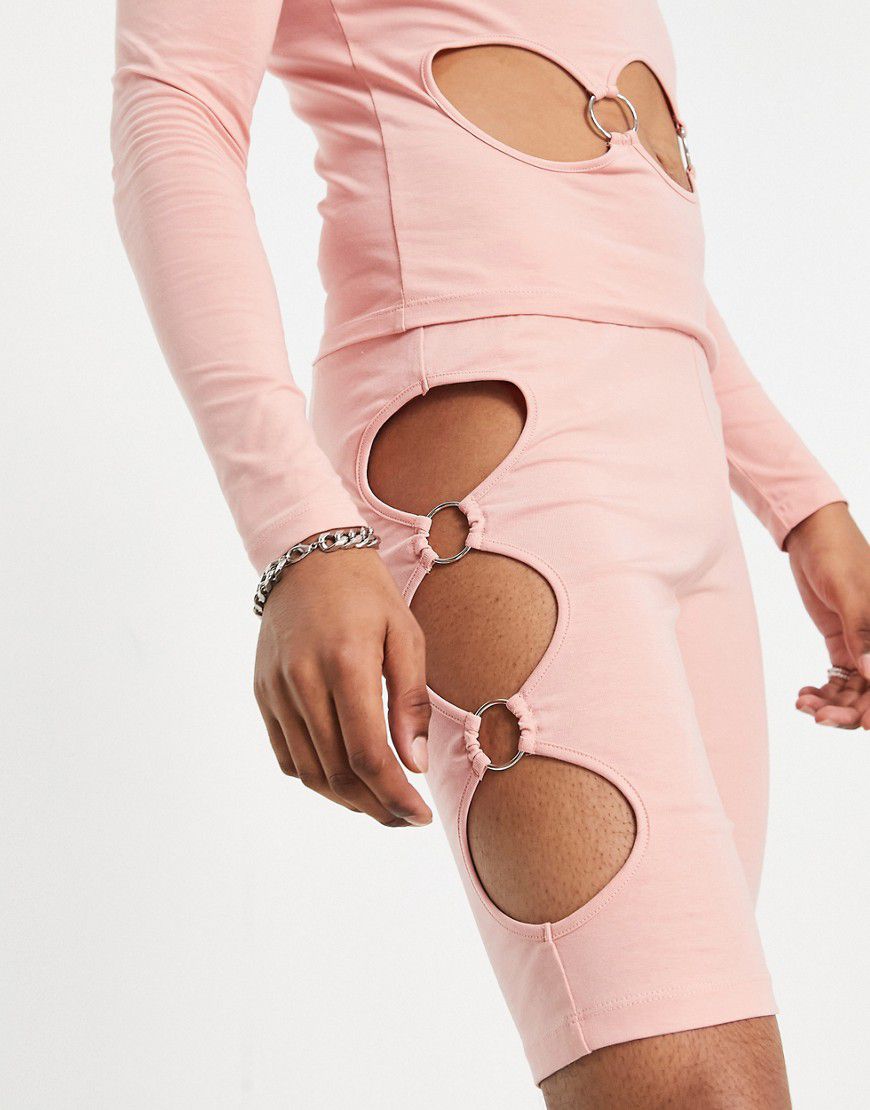 Pantaloncini leggings rosa slavato con cut-out sul lato - ASOS DESIGN - Modalova